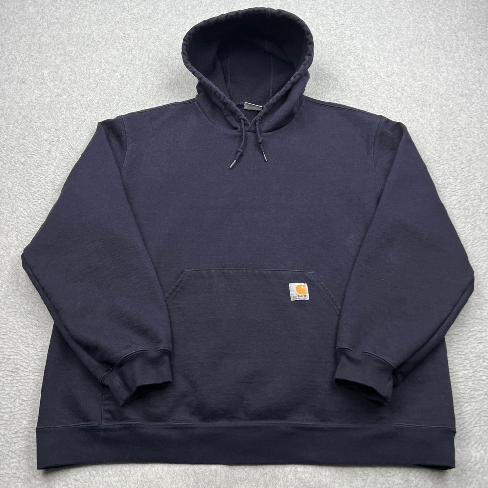 Carhartt Hoodie Mens XL Navy Blue Fleece Pullover Heavyweight Sweatshirt 102973